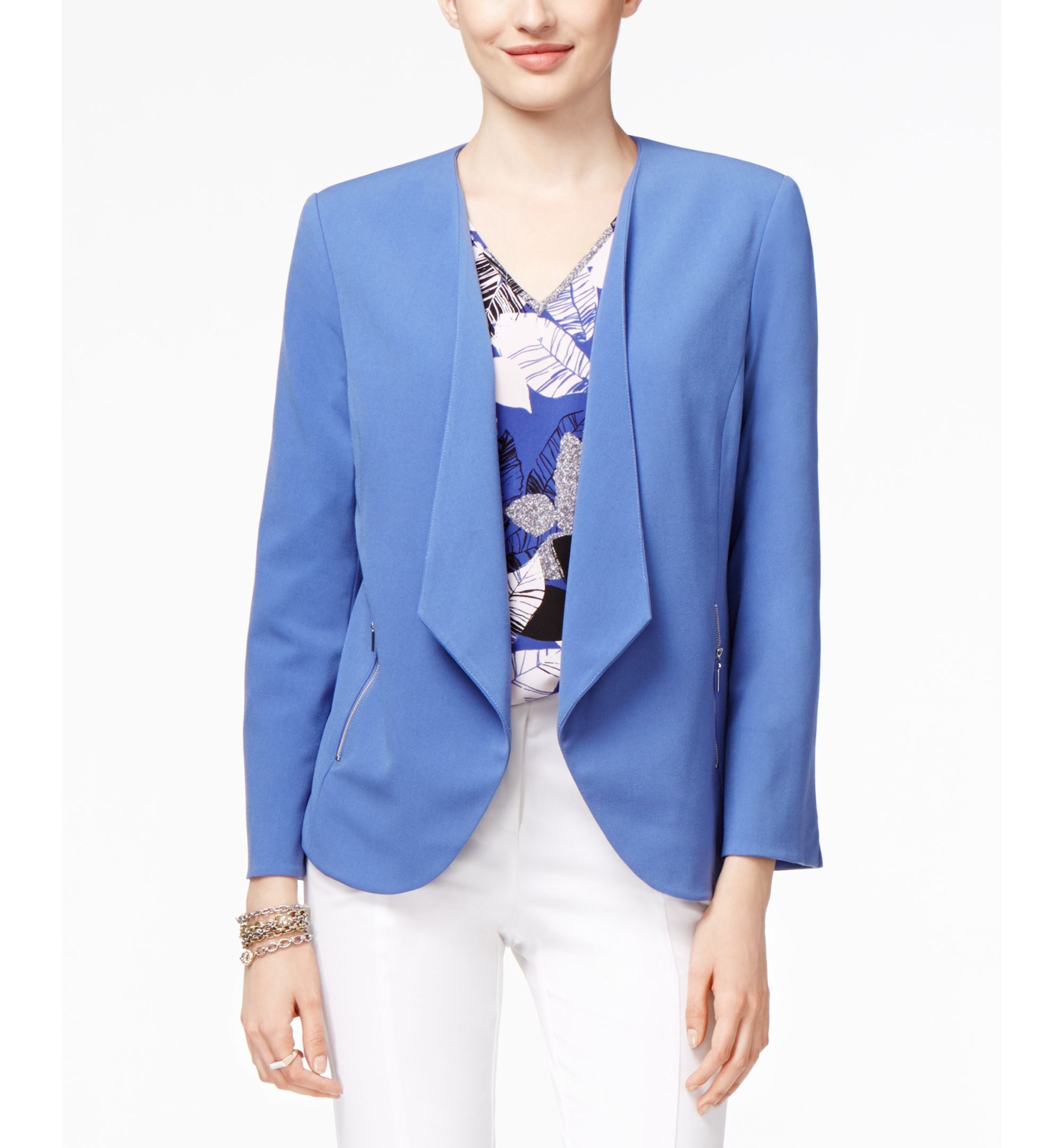 Alfani Petite Open-Front Draped Blazer