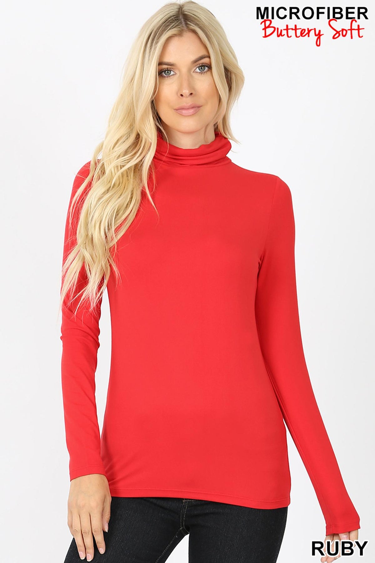 Brushed Microfiber Mock Neck Top