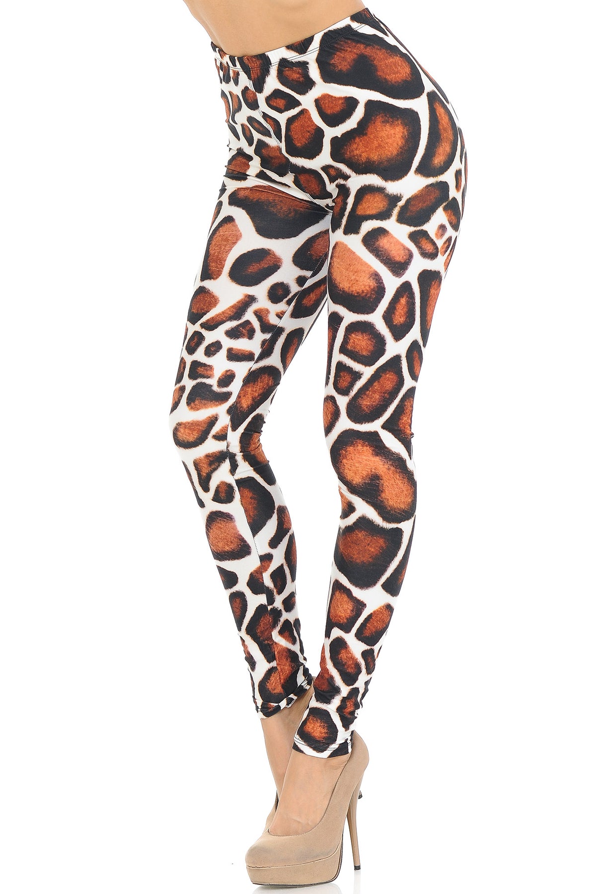 Creamy Soft Giraffe Print Extra Small Leggings - USA Fashion (XSmall One Size,Brown)