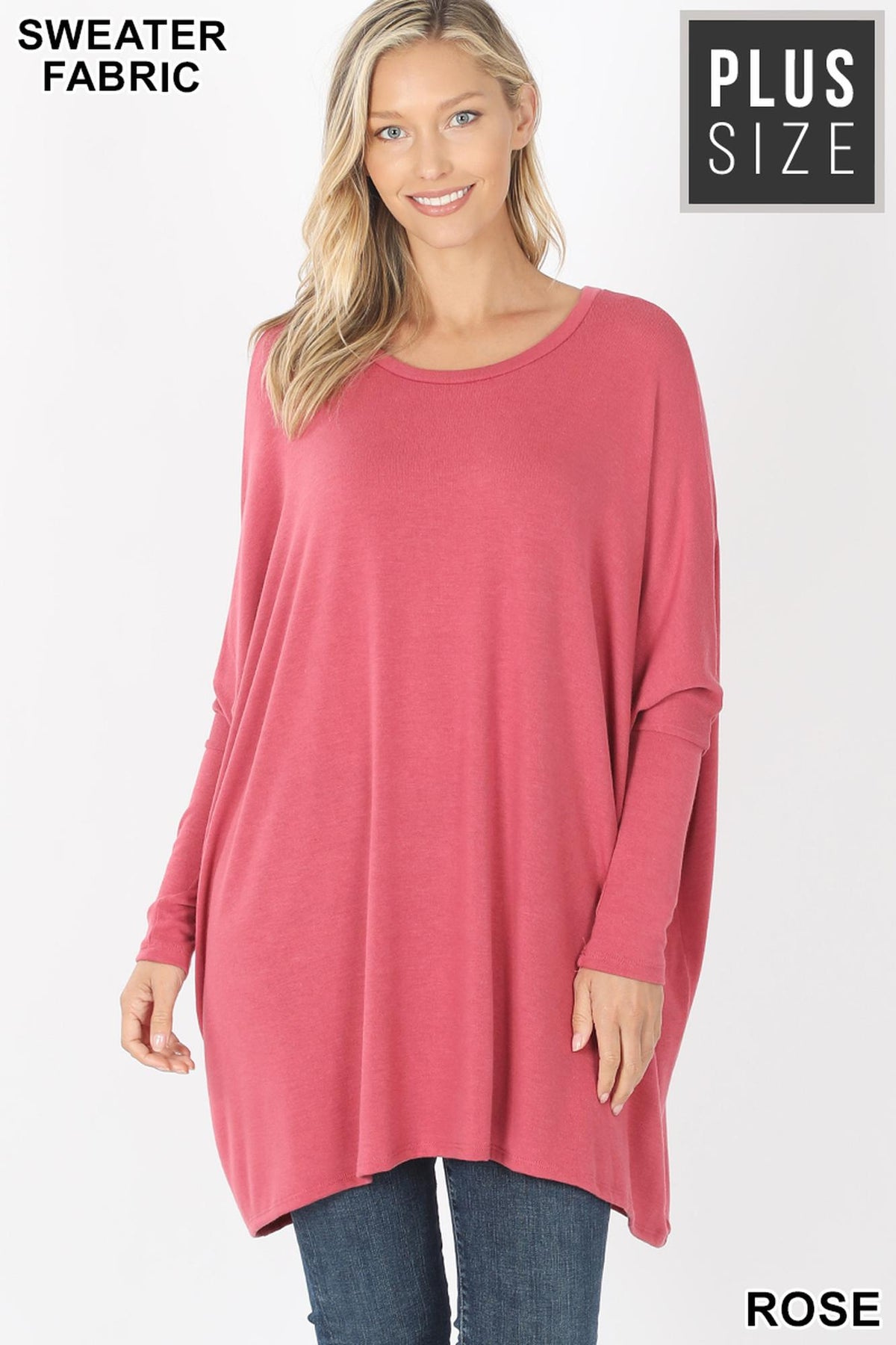 Oversized Round Neck Poncho Plus Size Sweater
