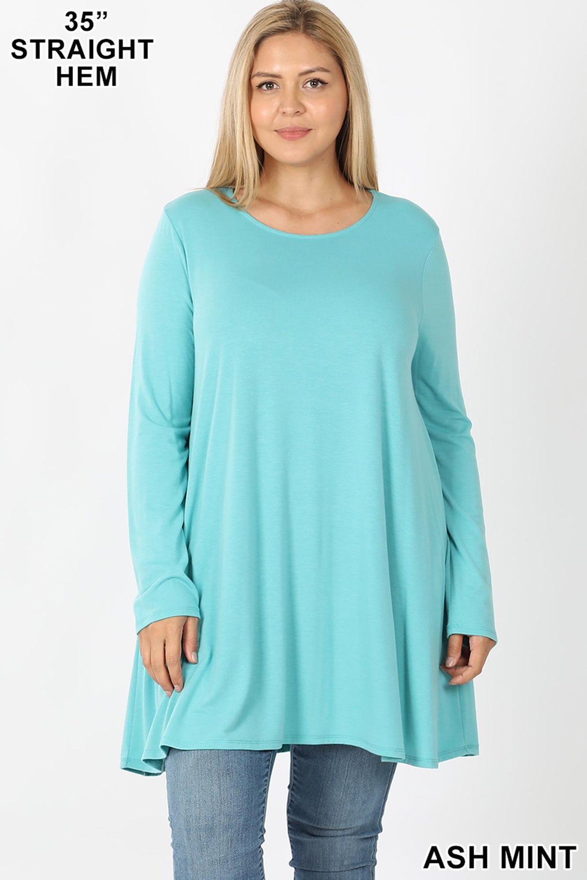 Long Sleeve Plus Size Swing Tunic with Pockets