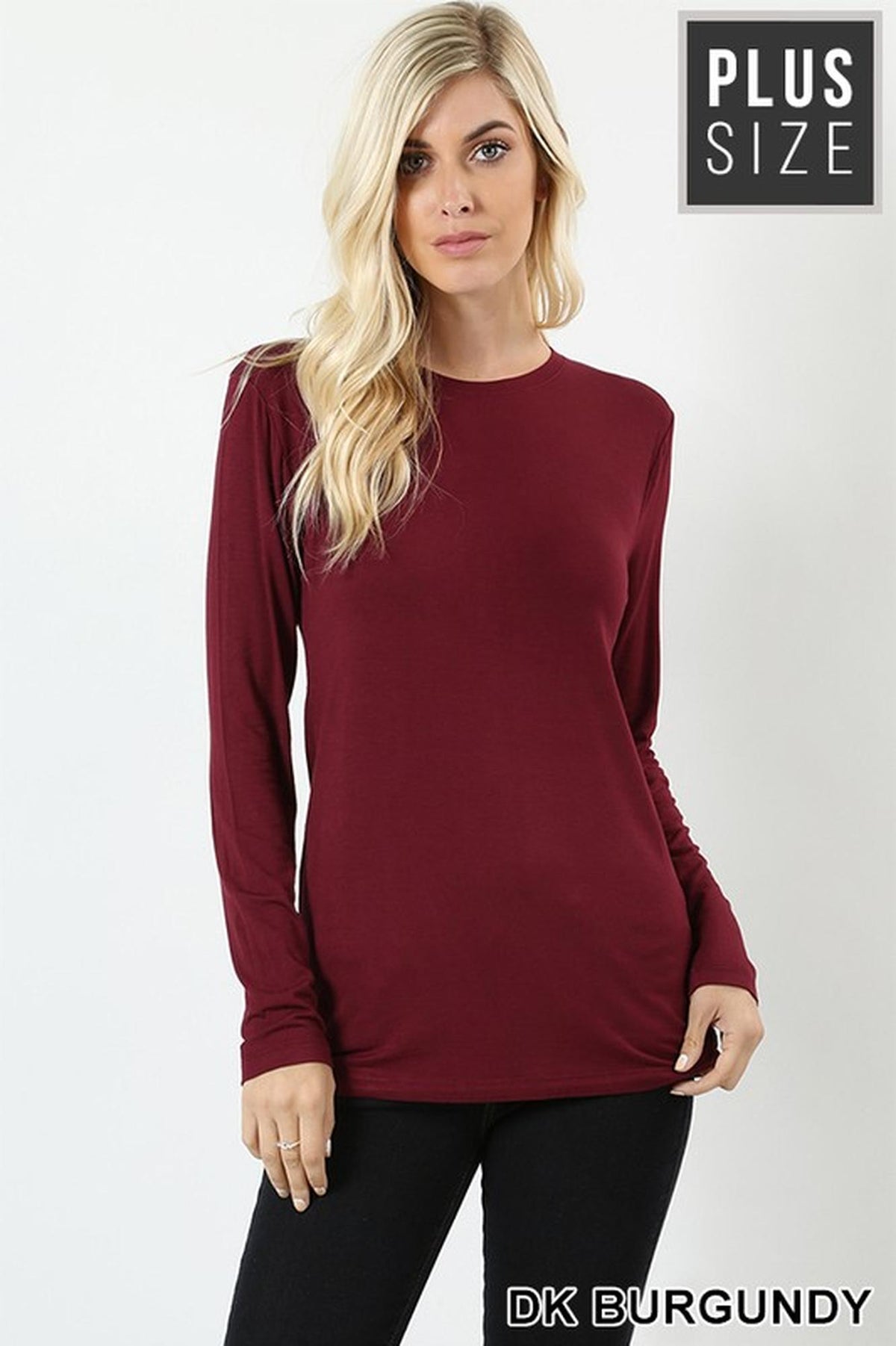 Premium Round Neck Long Sleeve Rayon Plus Size Top