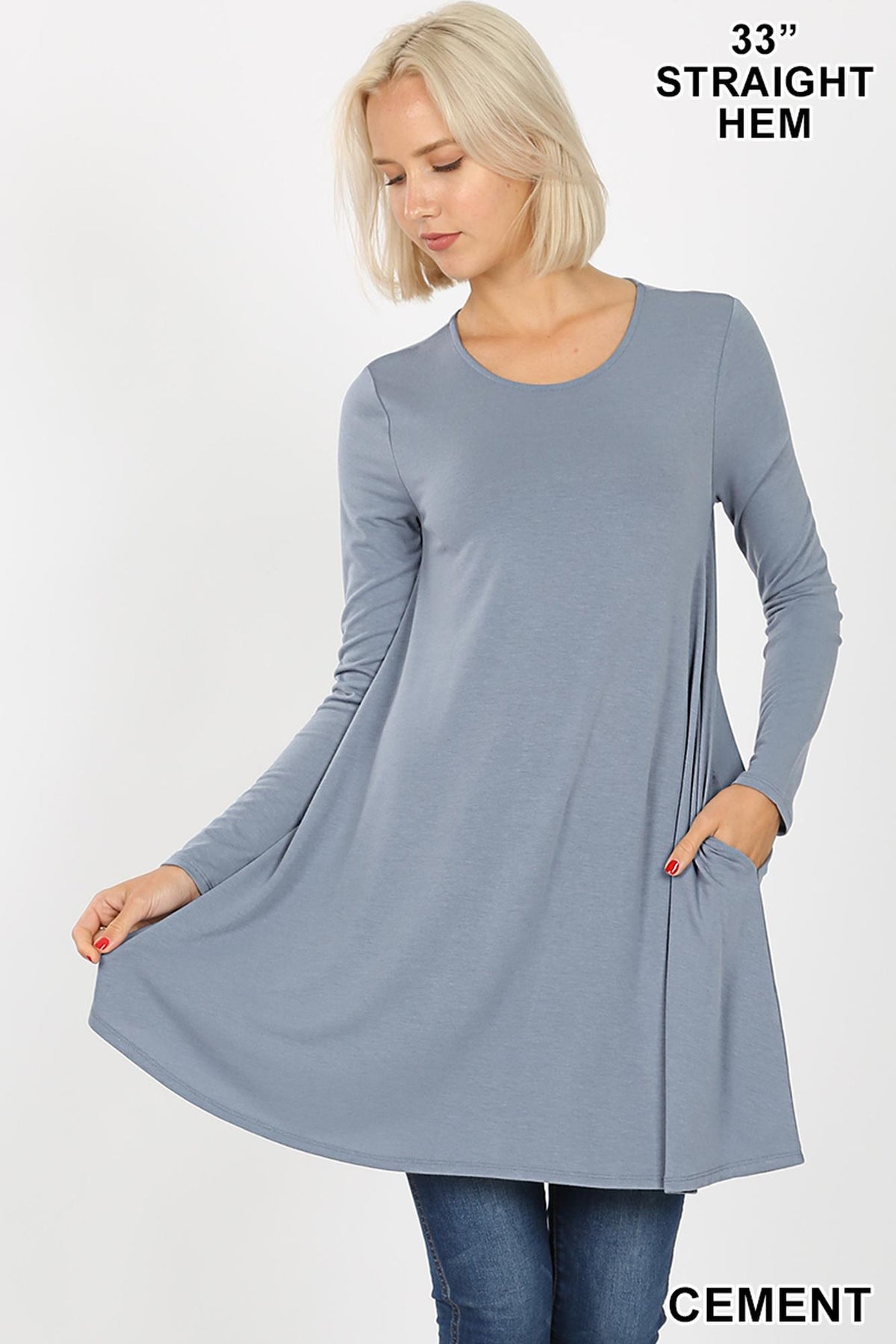 Long Sleeve Swing Tunic with Pockets