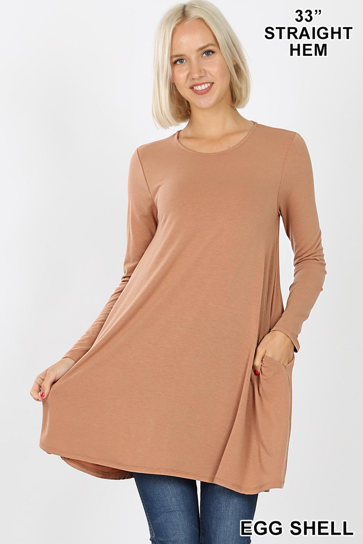 Long Sleeve Swing Tunic with Pockets