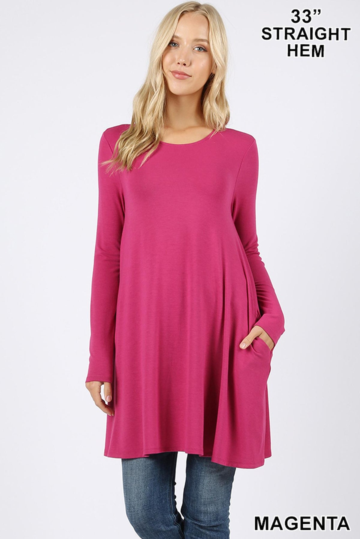 Long Sleeve Swing Tunic with Pockets