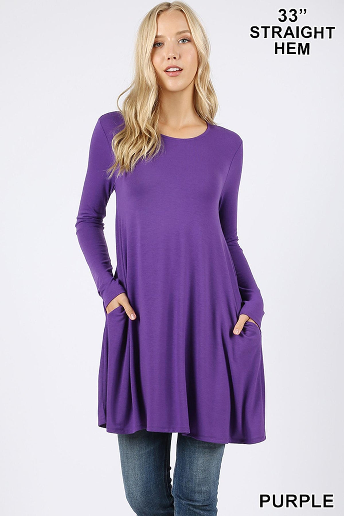 Long Sleeve Swing Tunic with Pockets