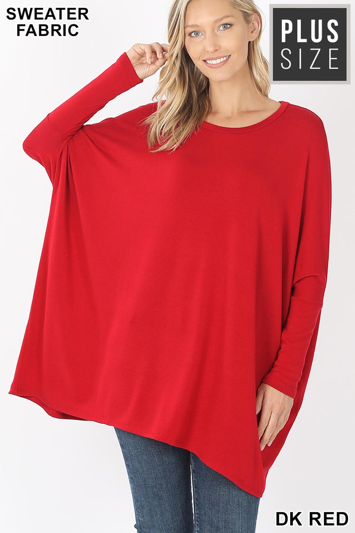Oversized Round Neck Poncho Plus Size Sweater