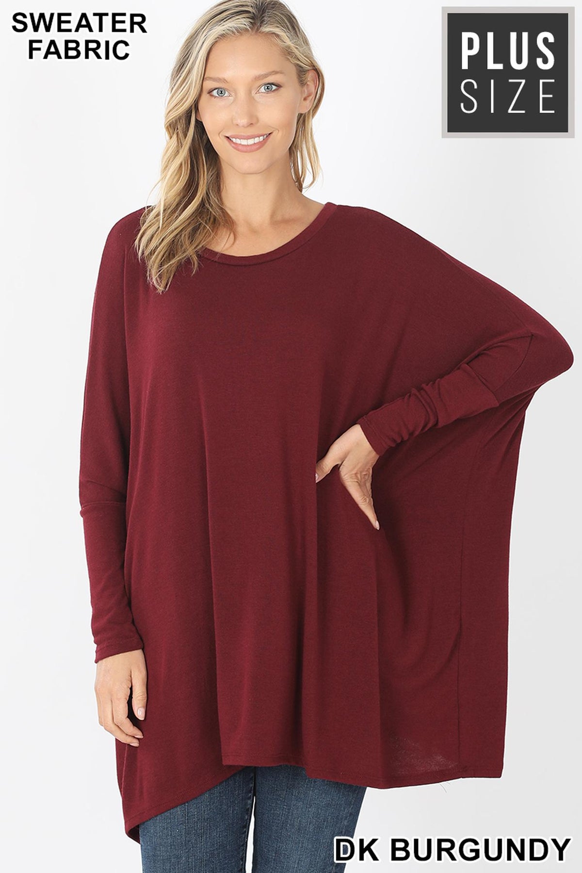 Oversized Round Neck Poncho Plus Size Sweater