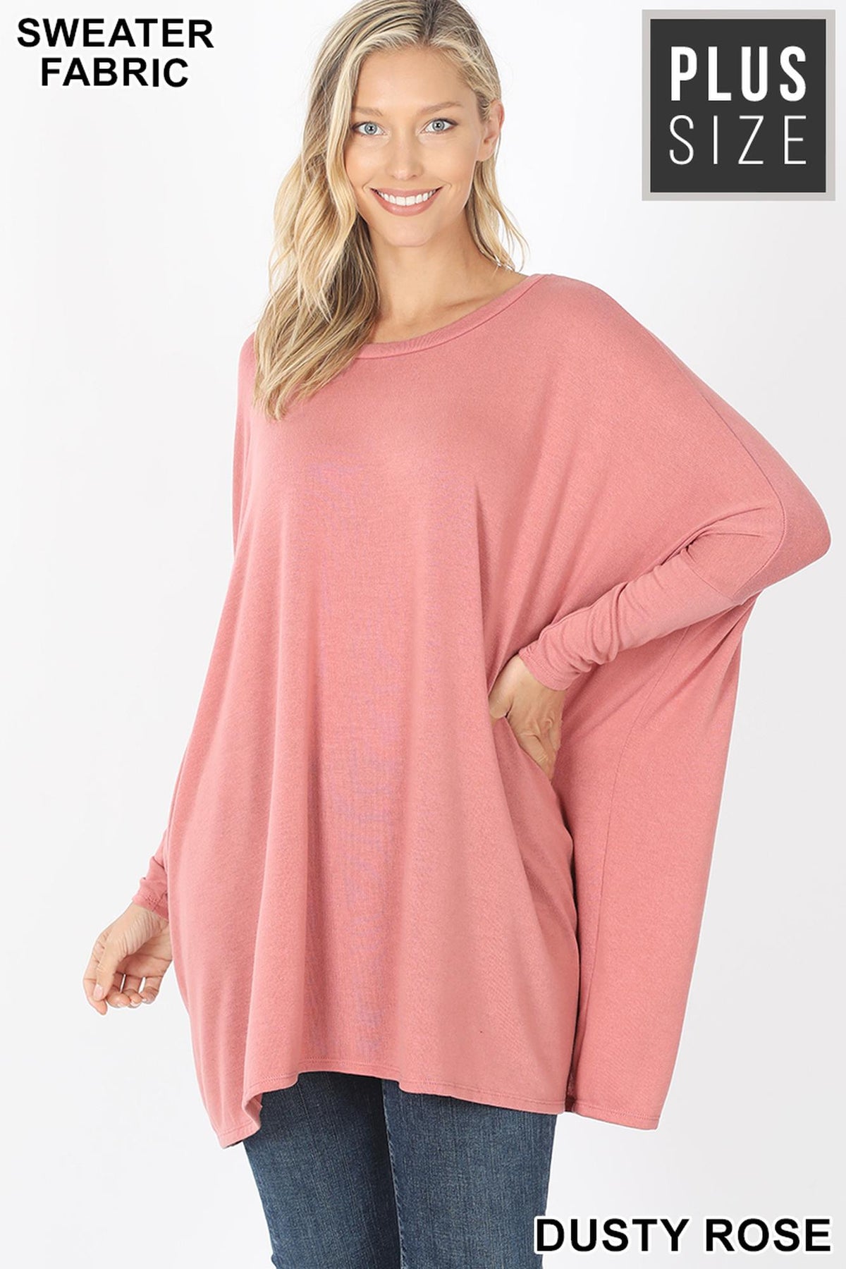 Oversized Round Neck Poncho Plus Size Sweater