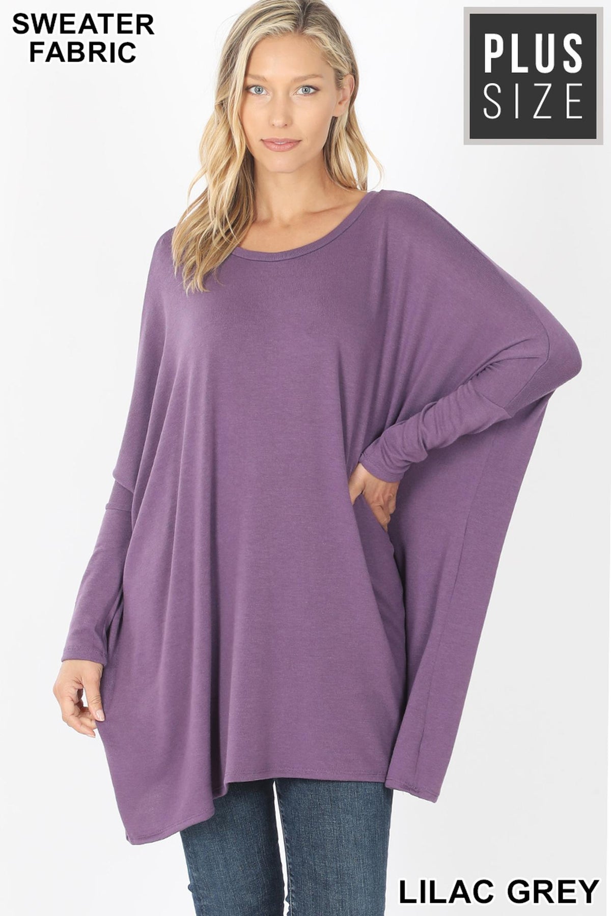 Oversized Round Neck Poncho Plus Size Sweater