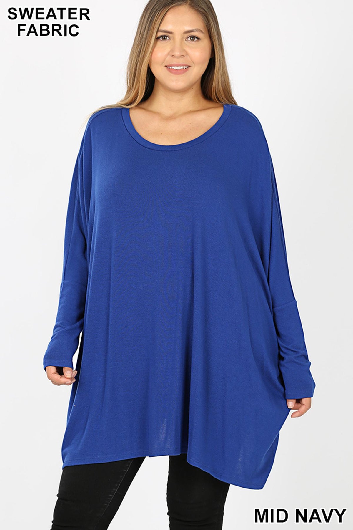 Oversized Round Neck Poncho Plus Size Sweater