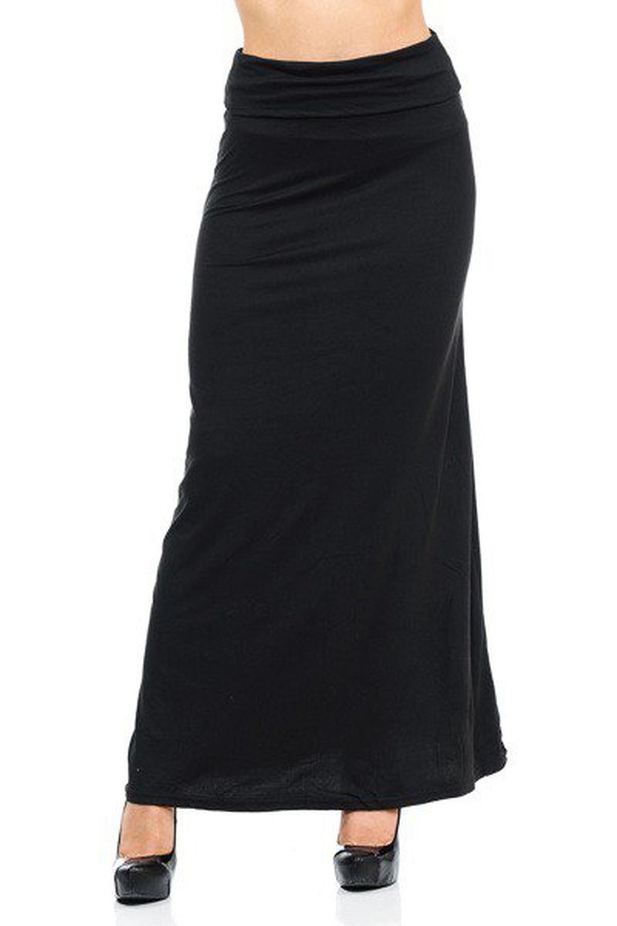 Buttery Smooth Solid Black Maxi Skirt