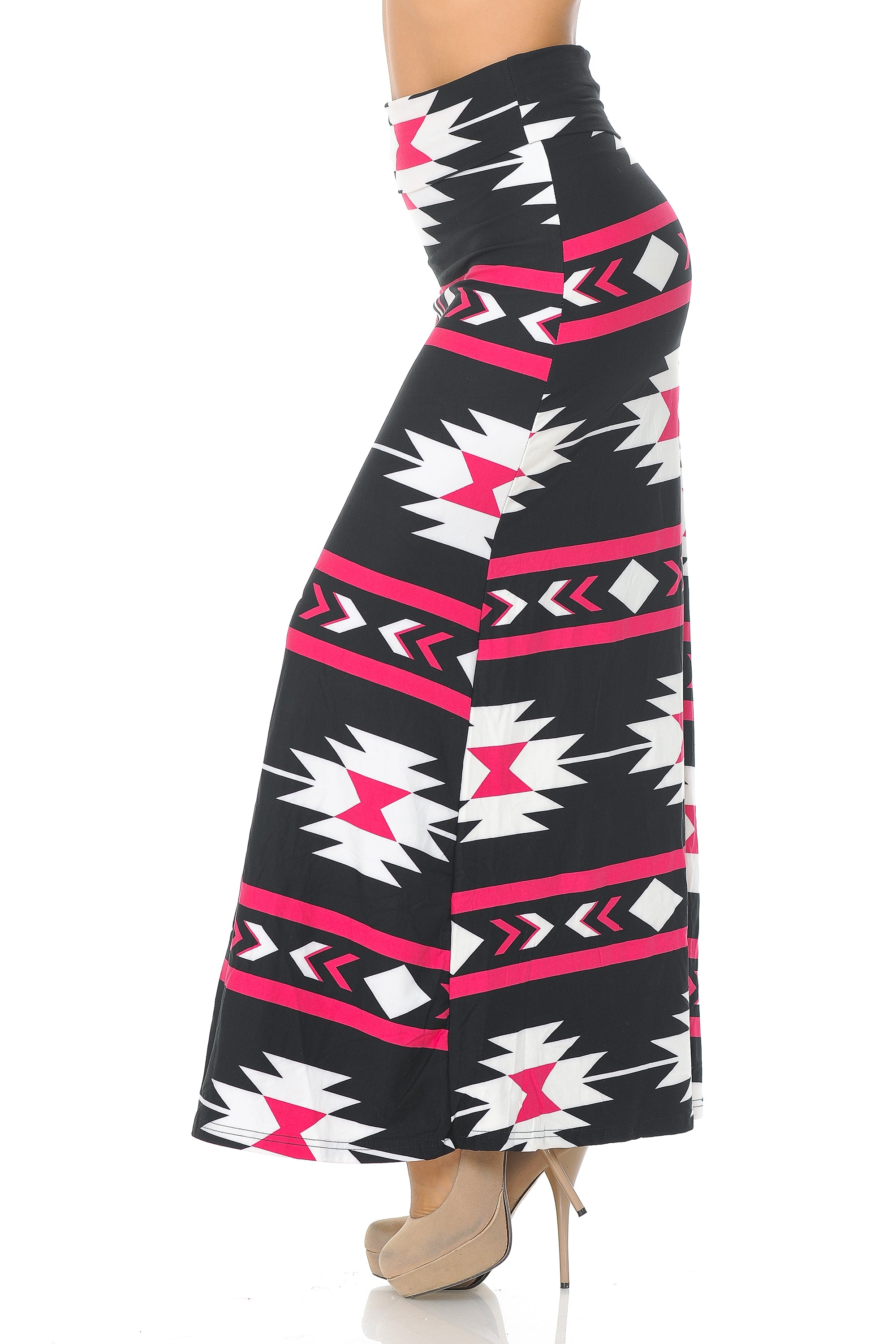 Buttery Soft Magenta Aztec Tribal Maxi Skirt (One Size Regular,Magenta)
