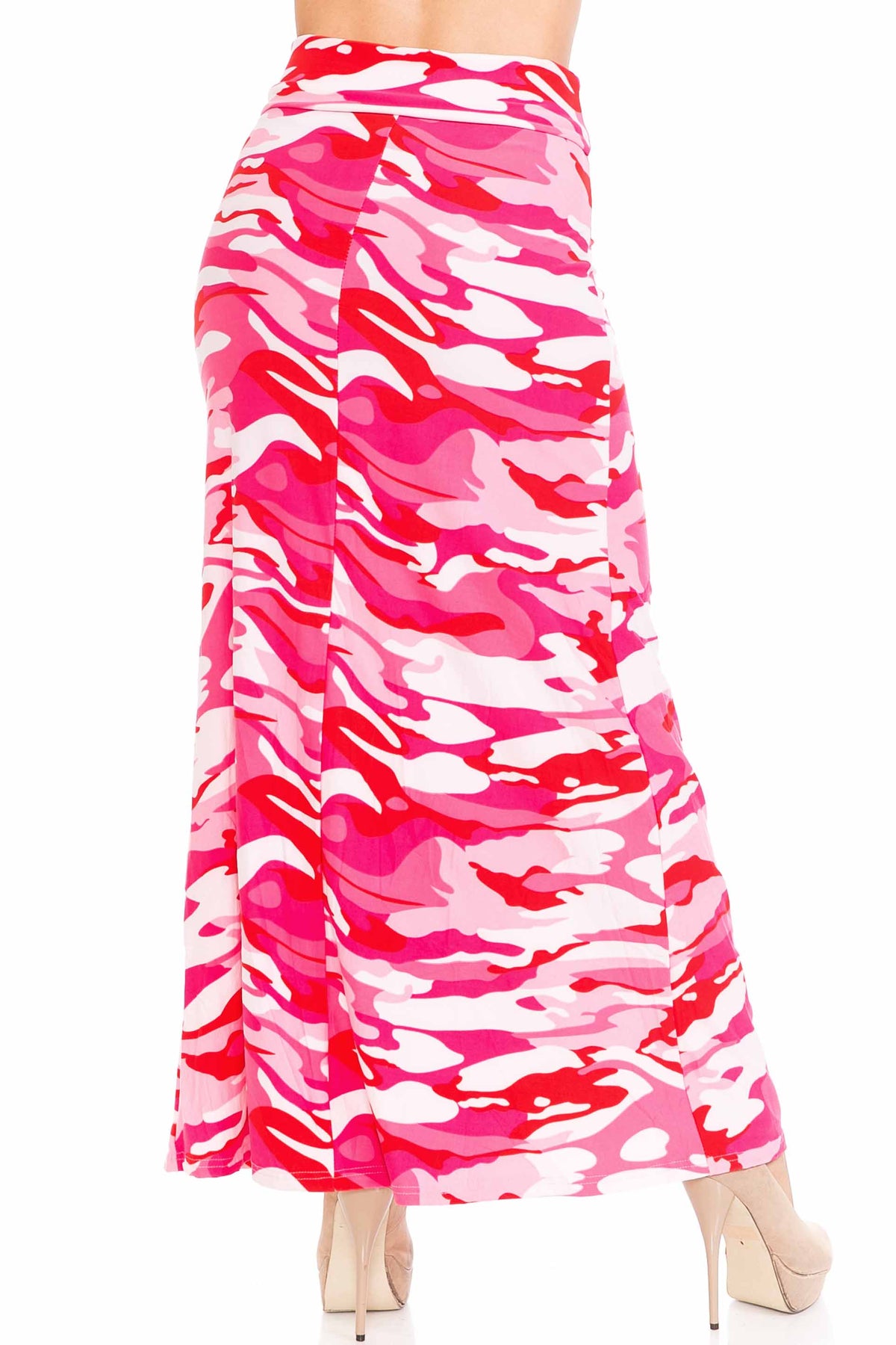Buttery Soft Pink Camouflage Maxi Skirt (One Size Regular,Pink)