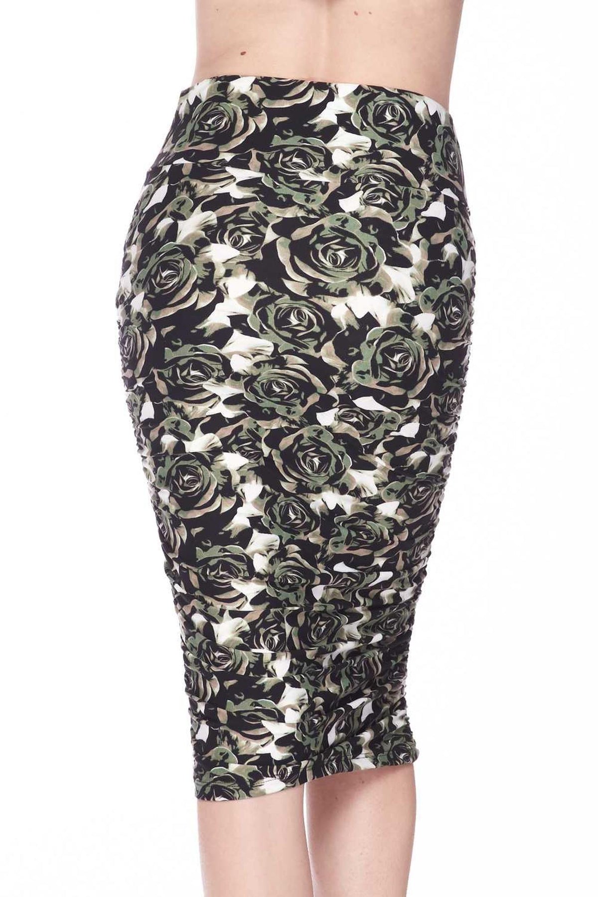 Buttery Smooth Olive Rose Pencil Skirt