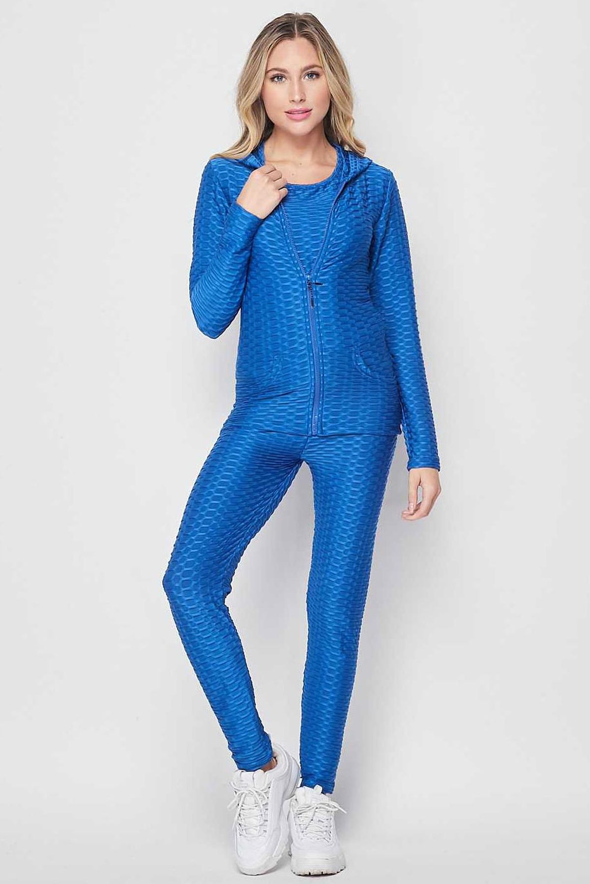 3 Piece Scrunch Butt Leggings Tank Top and Hooded Jacket Set