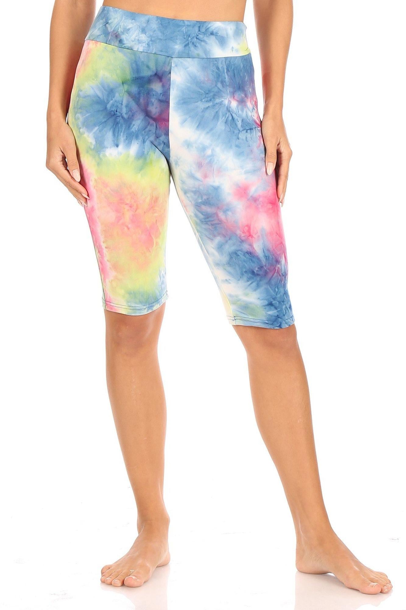 Brushed Tie Dye High Waisted Biker Shorts