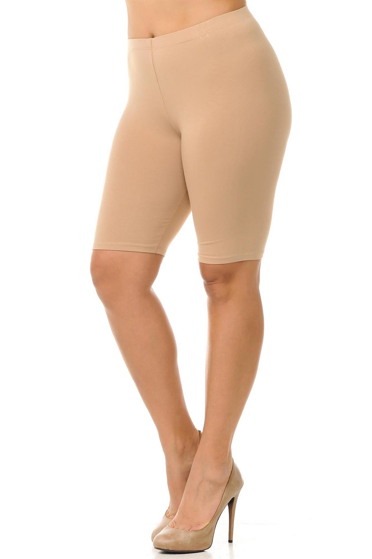 USA Basic Cotton Plus Size Biker Shorts - Bermuda Shorts