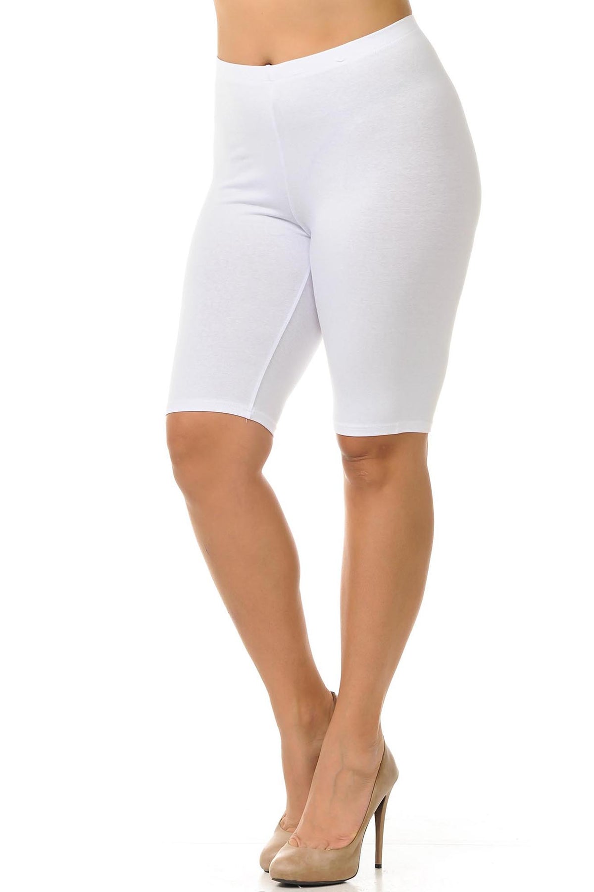 USA Basic Cotton Plus Size Biker Shorts - Bermuda Shorts