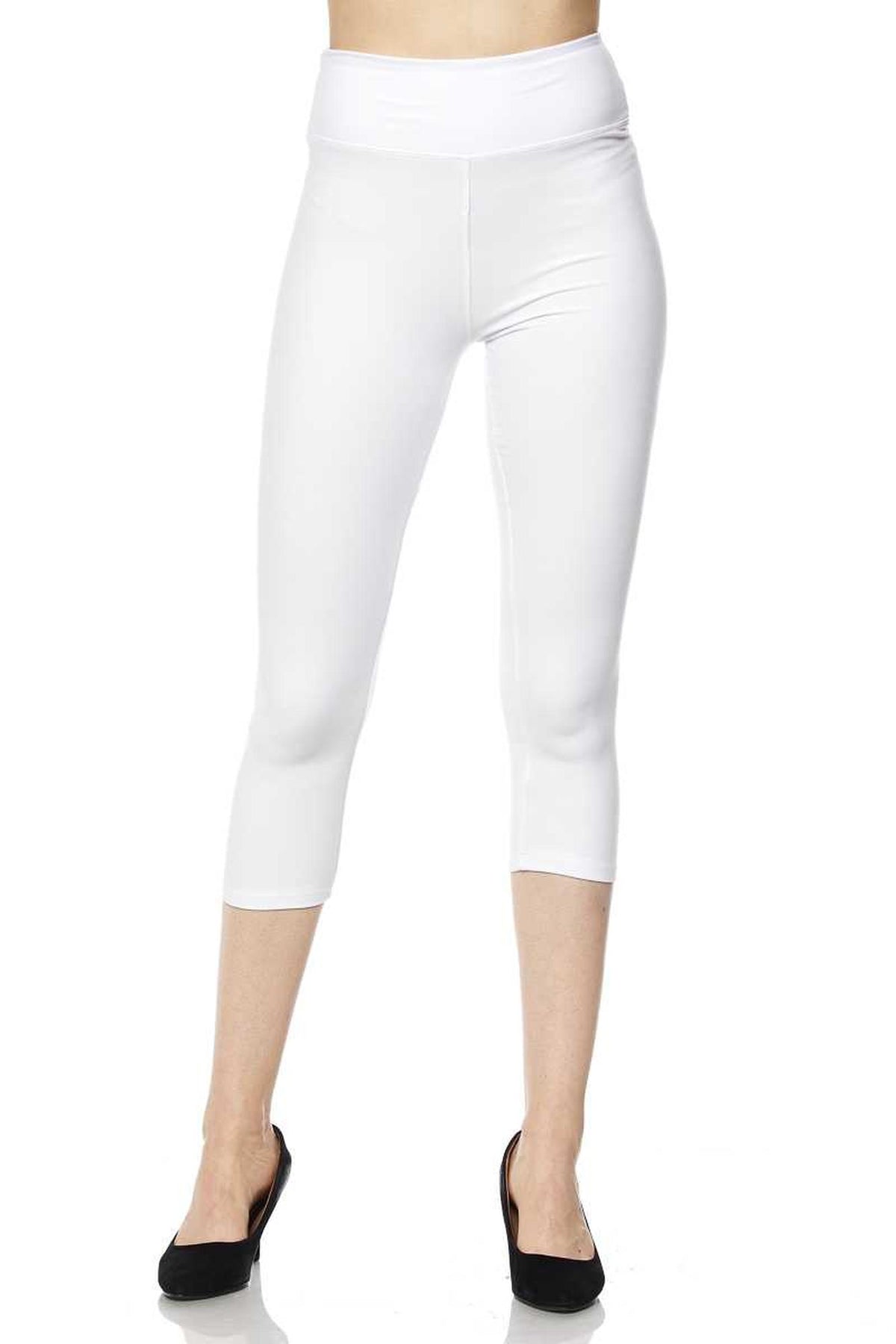 Brushed Basic Solid High Waisted Plus Size Capris - 3 Inch - New Mix