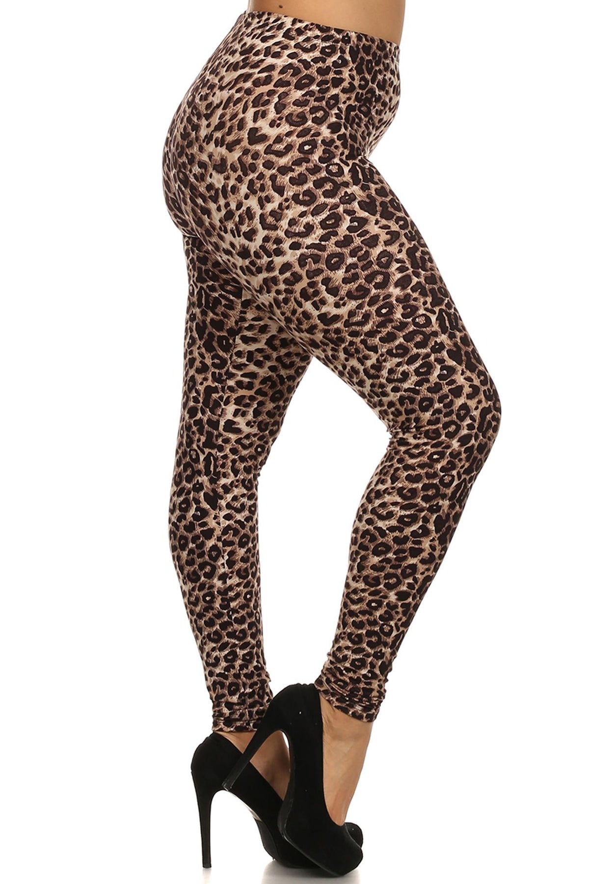 Buttery Soft Feral Cheetah Plus Size Leggings (One Size Plus,Brown)