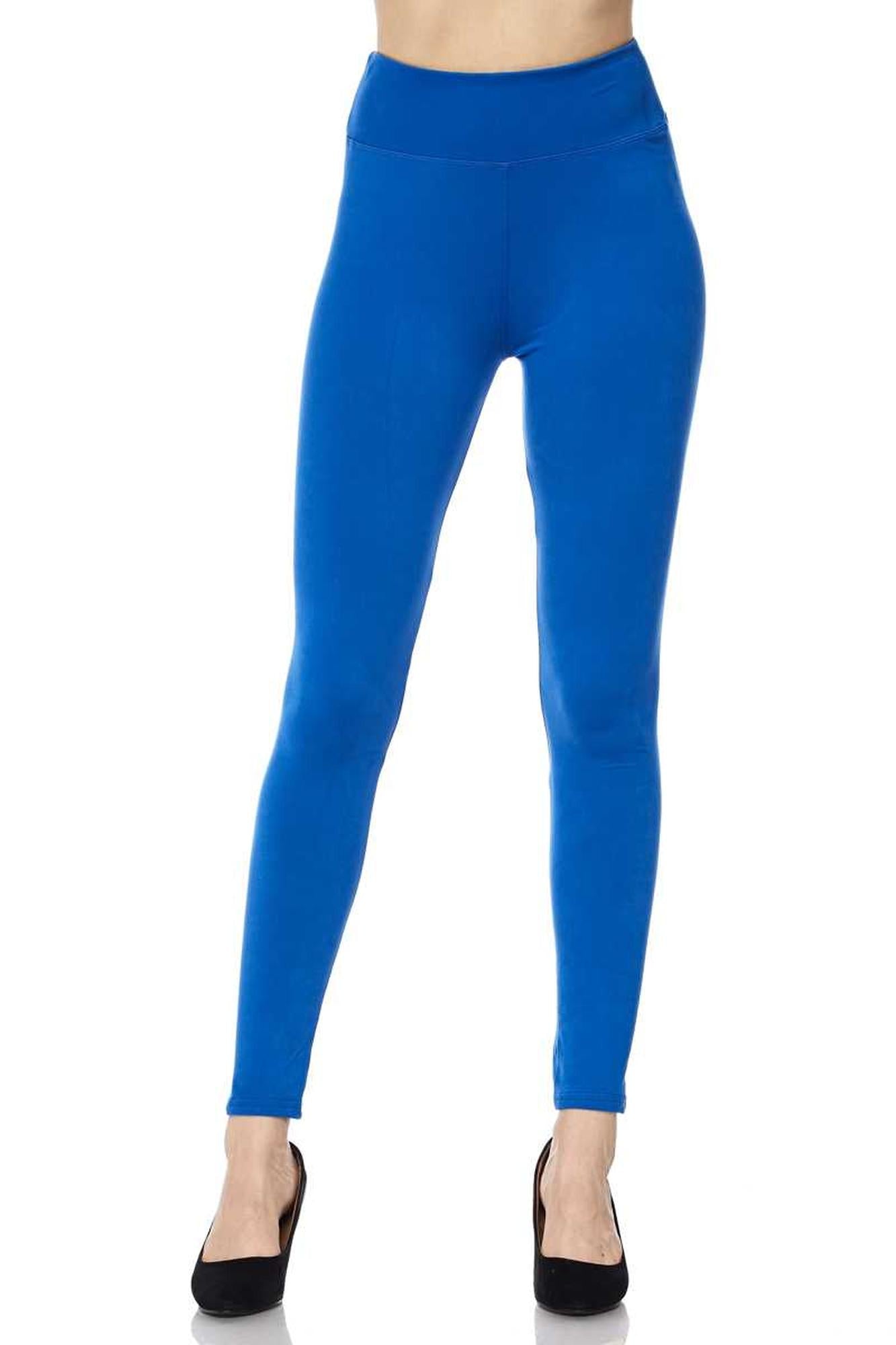 Brushed High Waisted Plus Size Basic Solid Leggings - 3 Inch Band