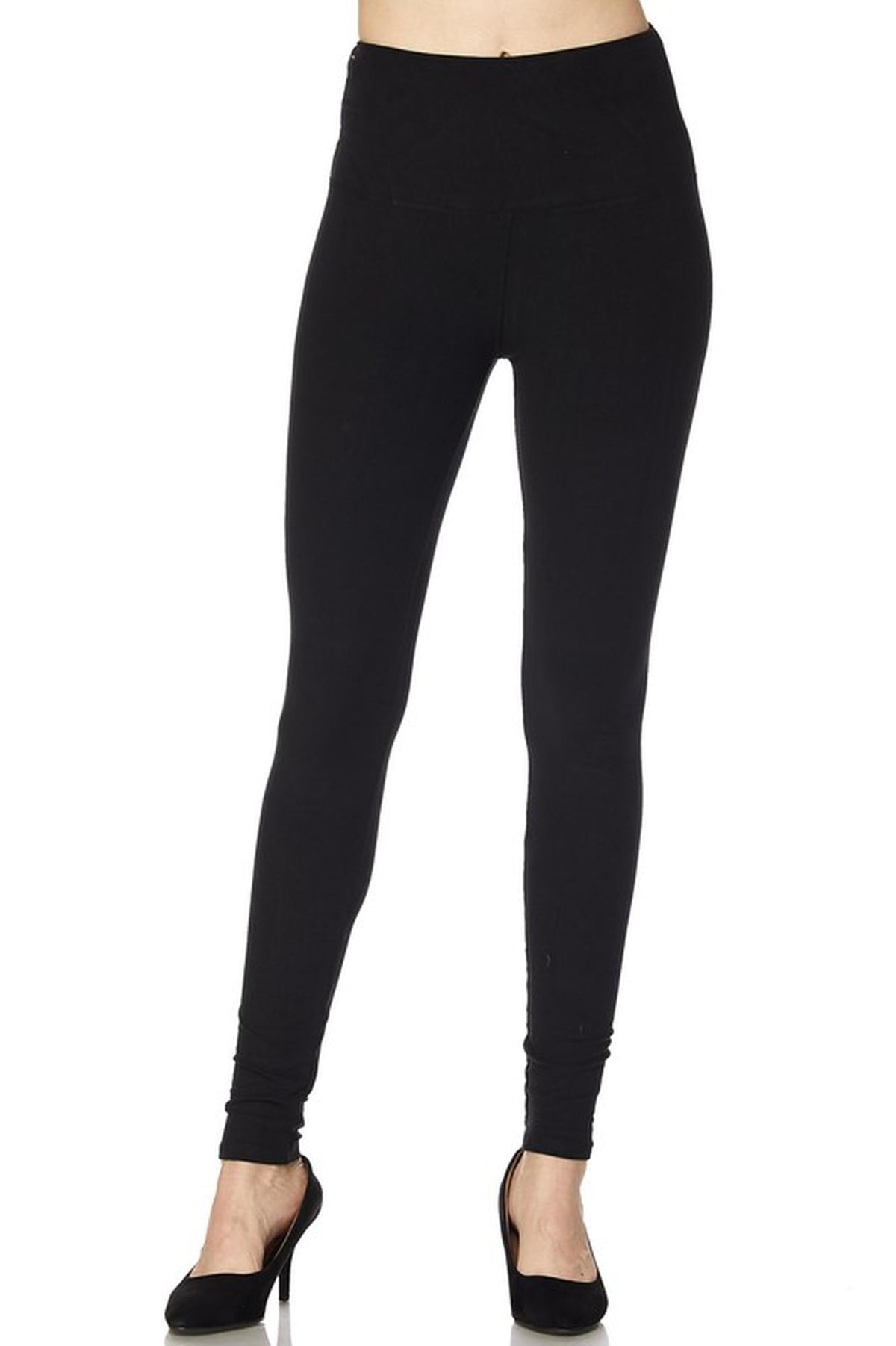 Brushed High Waisted Basic Solid Plus Size Leggings - 5 Inch Waist