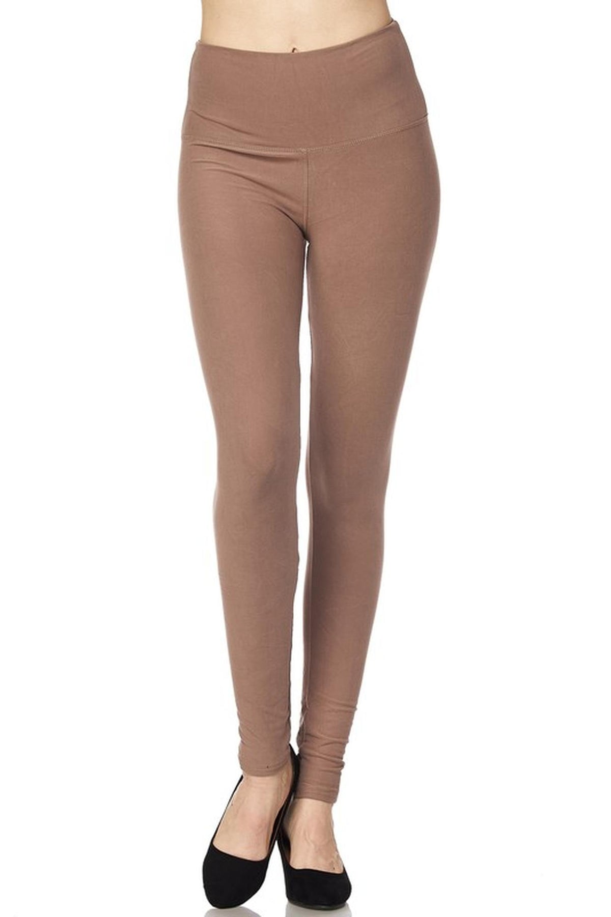 Brushed High Waisted Basic Solid Plus Size Leggings - 5 Inch Waist