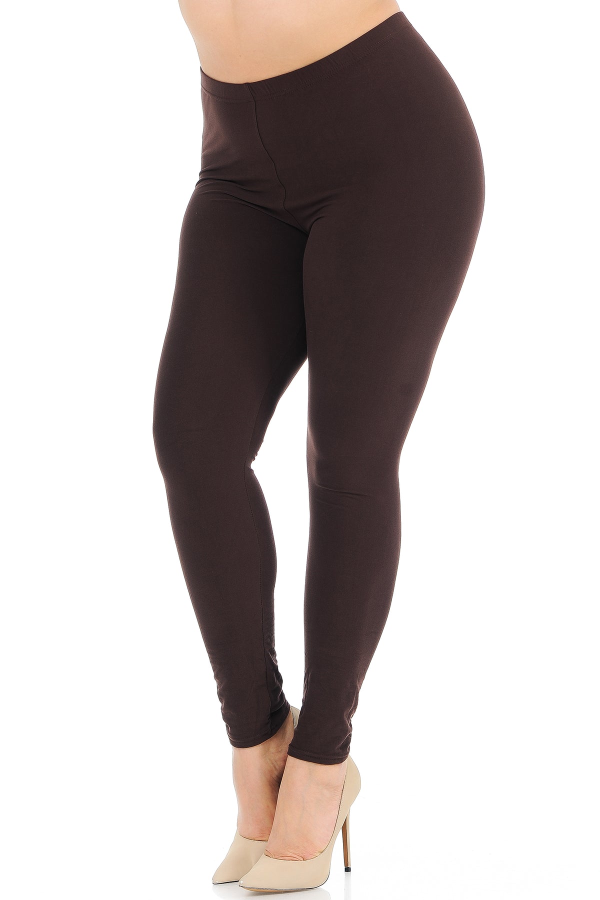 Brushed Basic Solid Plus Size Leggings - New Mix