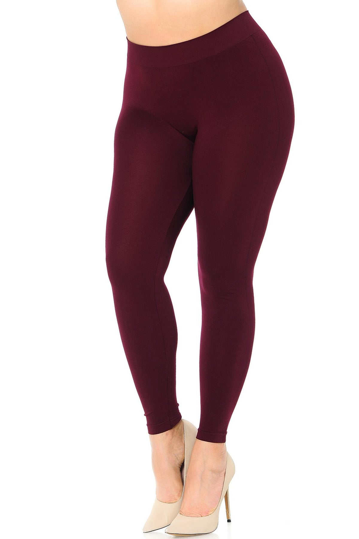 Premium Nylon Spandex Solid Basic Plus Size Leggings