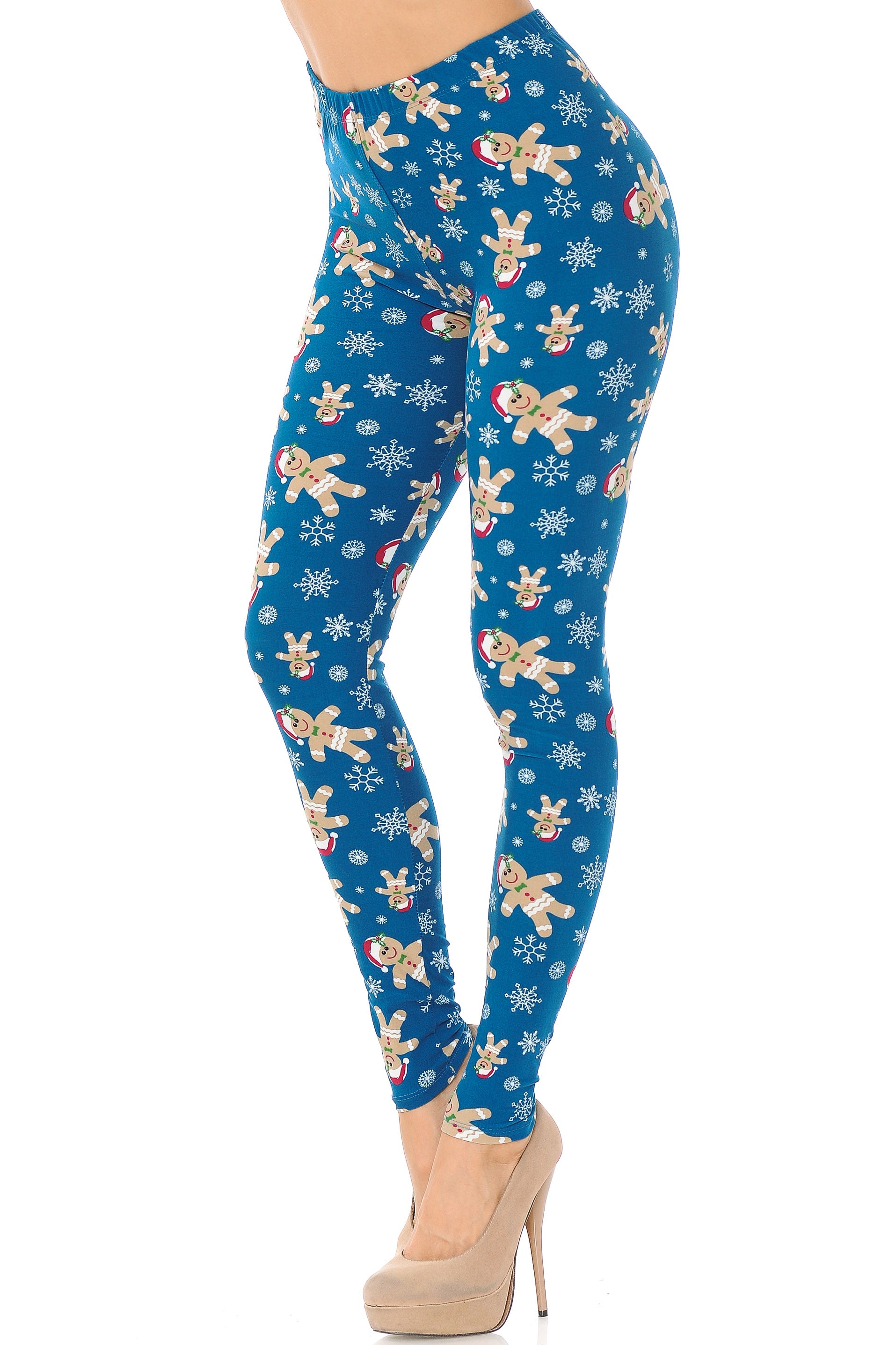 Buttery Soft Christmas Cookies and Snowflakes Plus Size Leggings (One Size Plus,Teal)