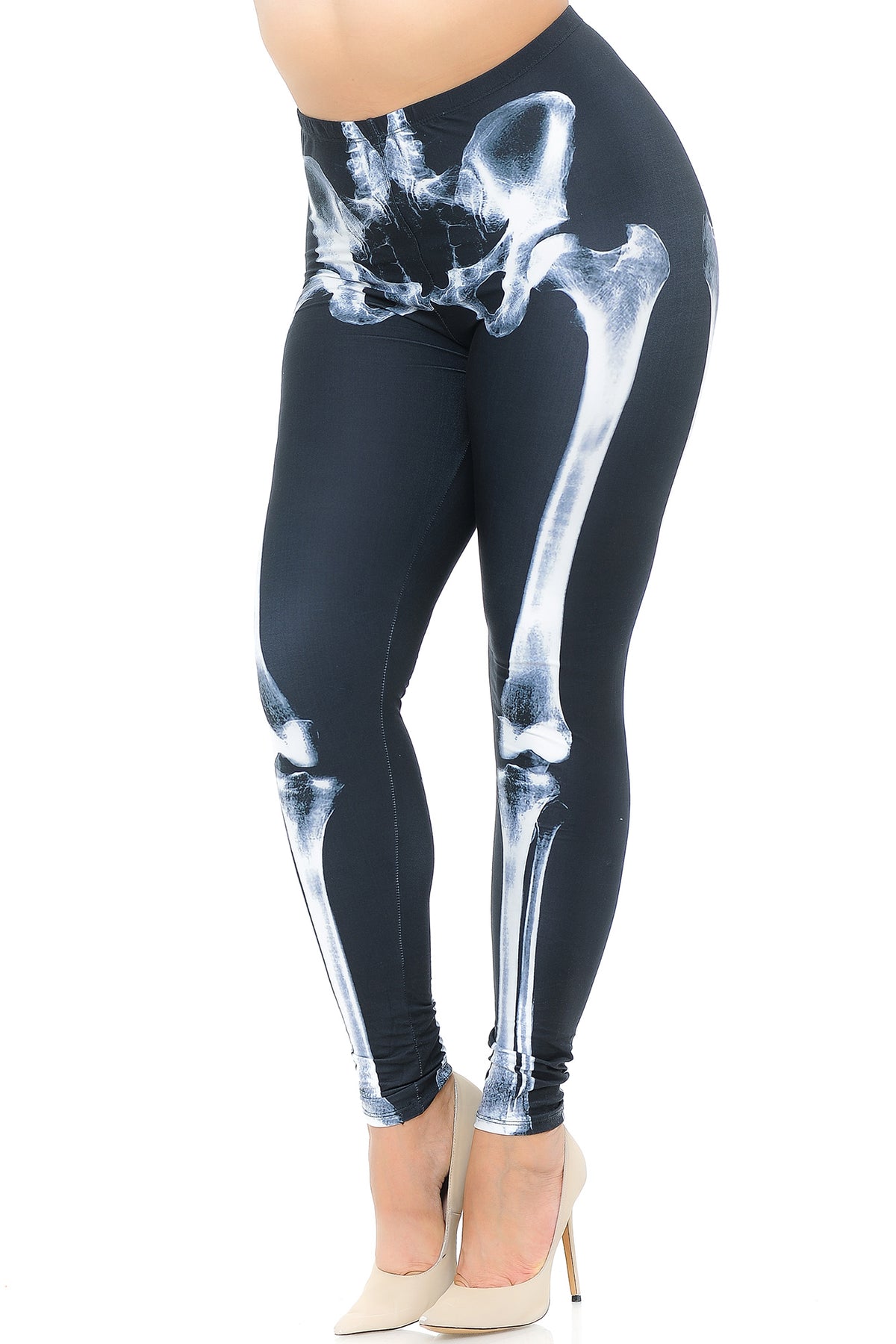 Creamy Soft X-Ray Skeleton Bones Plus Size Leggings - USA Fashion (One Size Plus,Black)