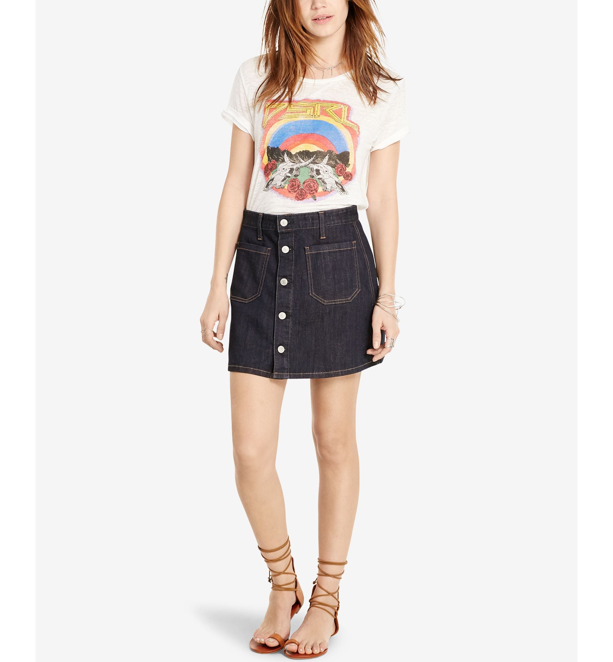 Denim Supply Ralph Lauren Button Front Denim Skirt