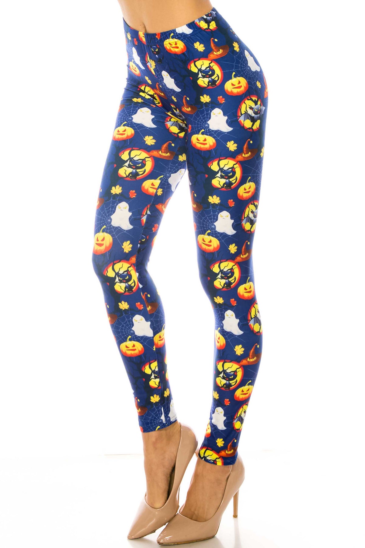 Creamy Soft Halloween Critters Plus Size Leggings - USA Fashion (One Size Plus,Blue)