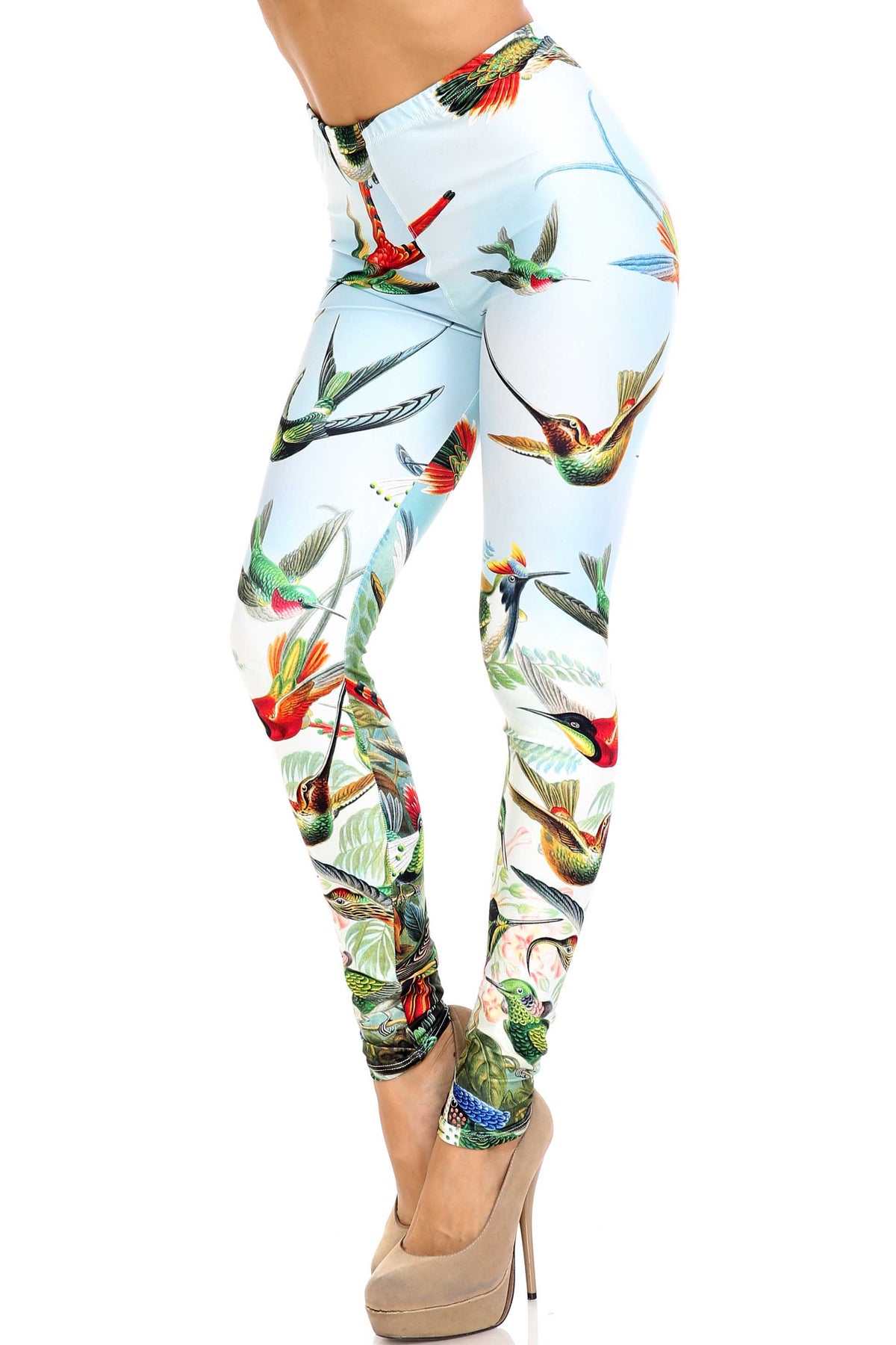 Creamy Soft Happy Hummingbirds Plus Size Leggings - USA Fashion (One Size Plus,Blue)