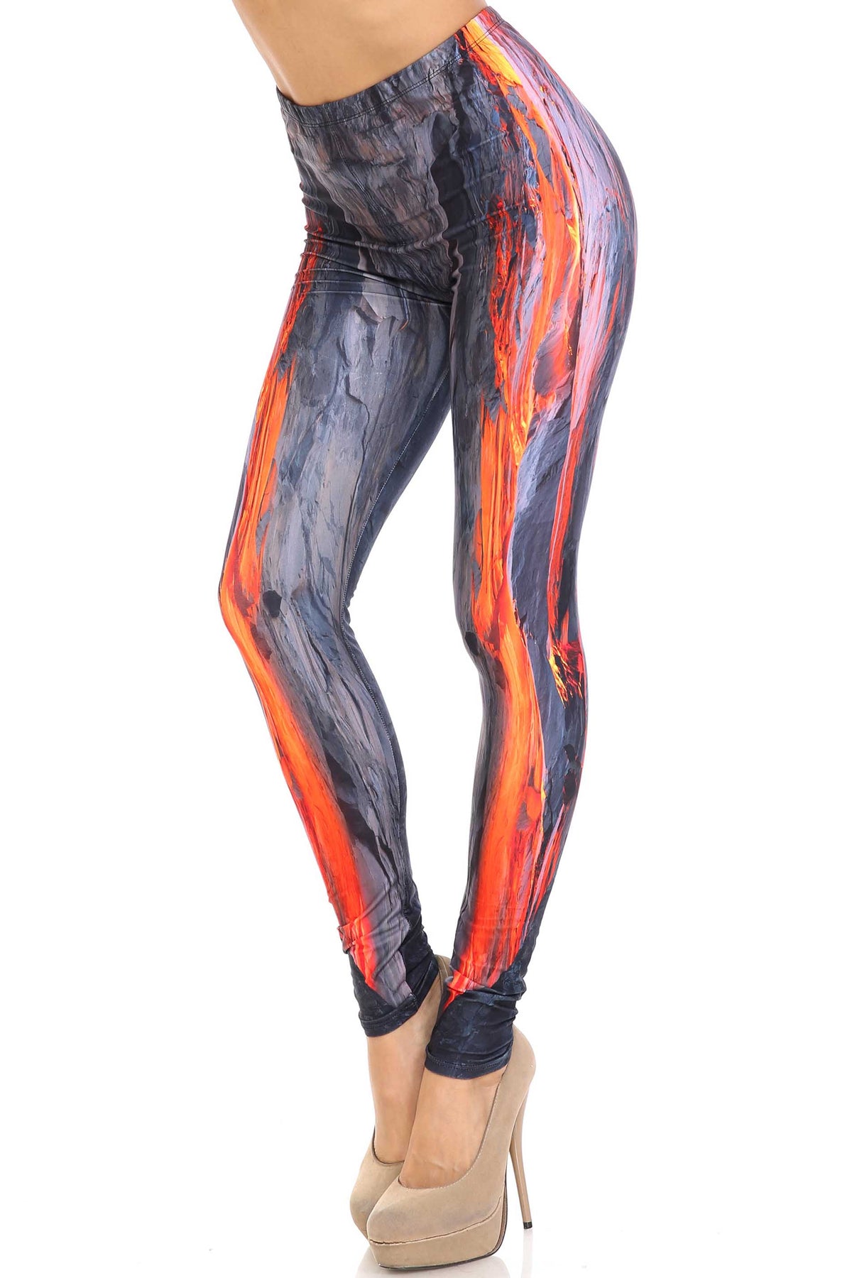 Creamy Soft Hot Lava Plus Size Leggings - By USA Fashion (One Size Plus,Charcoal)