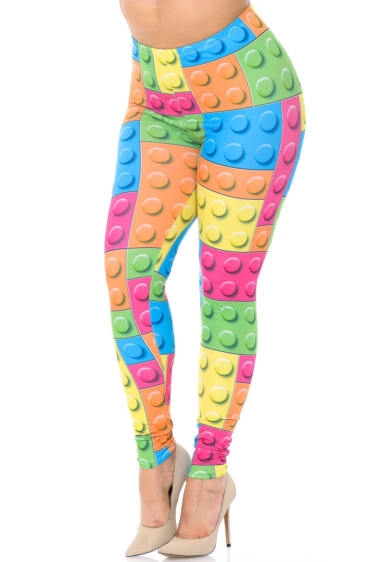 Creamy Soft Lego Plus Size Leggings - USA Fashion (One Size Plus,Multi Color Bold)