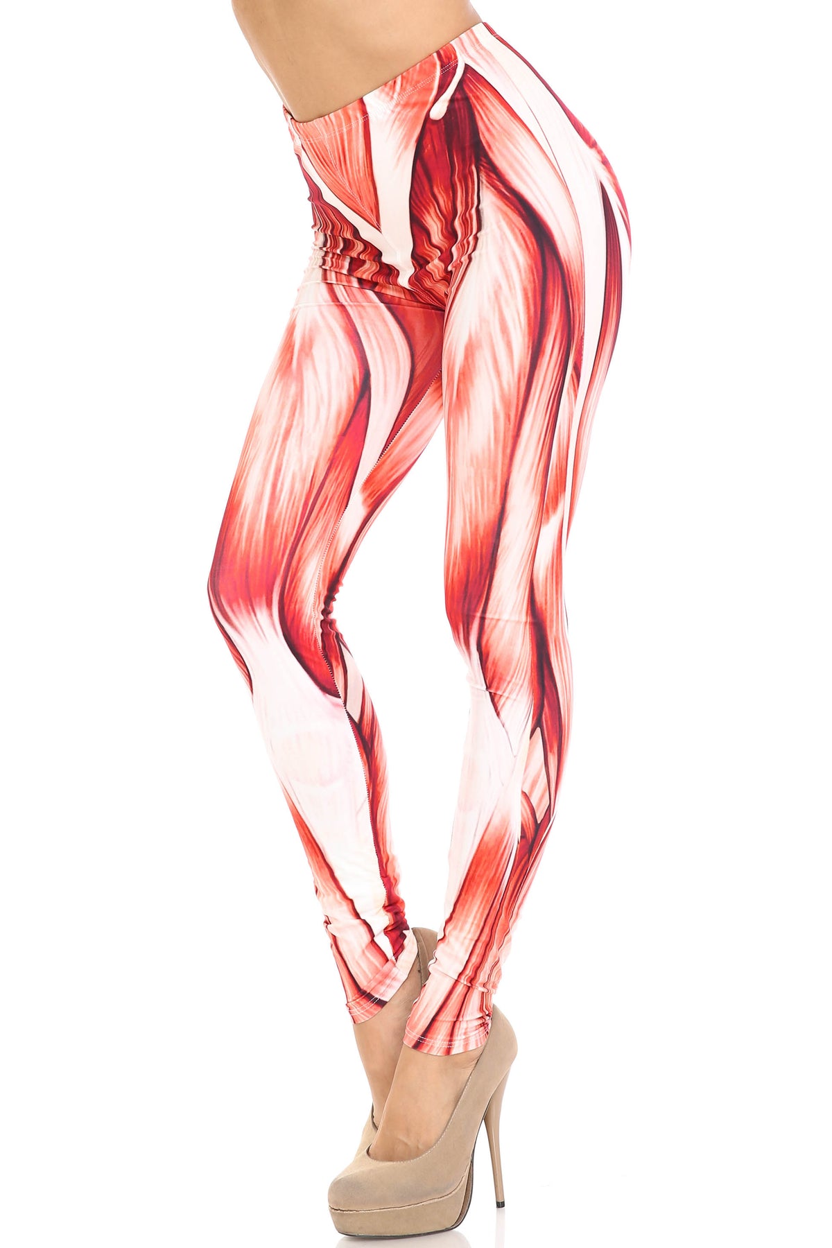 Creamy Soft Muscle Plus Size Leggings - By USA Fashion (One Size Plus,Red)