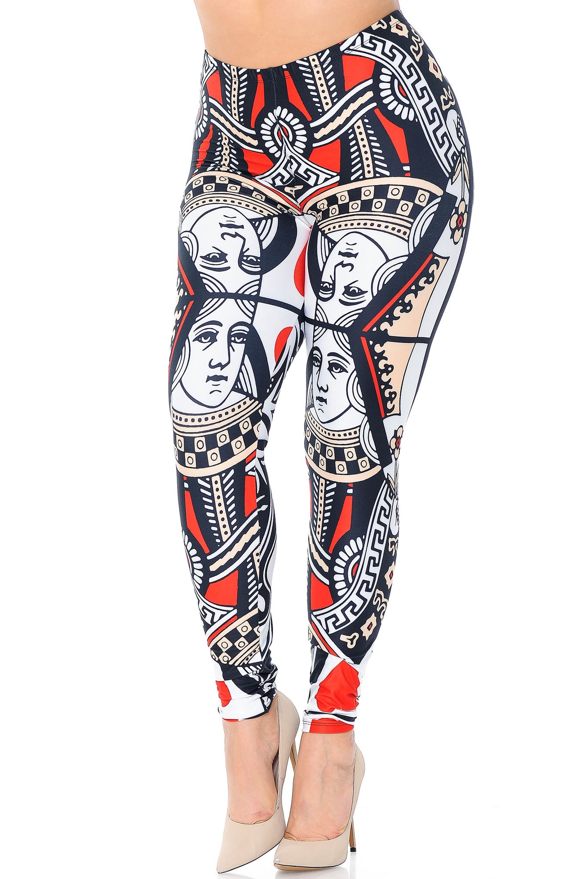 Creamy Soft Queen of Hearts Plus Size Leggings - USA Fashion (One Size Plus,Multi Color Bold)