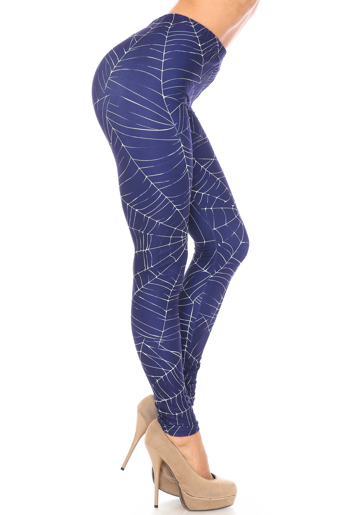 Creamy Soft Spiderwebs Halloween Plus Size Leggings - By USA Fashion (One Size Plus,Navy)
