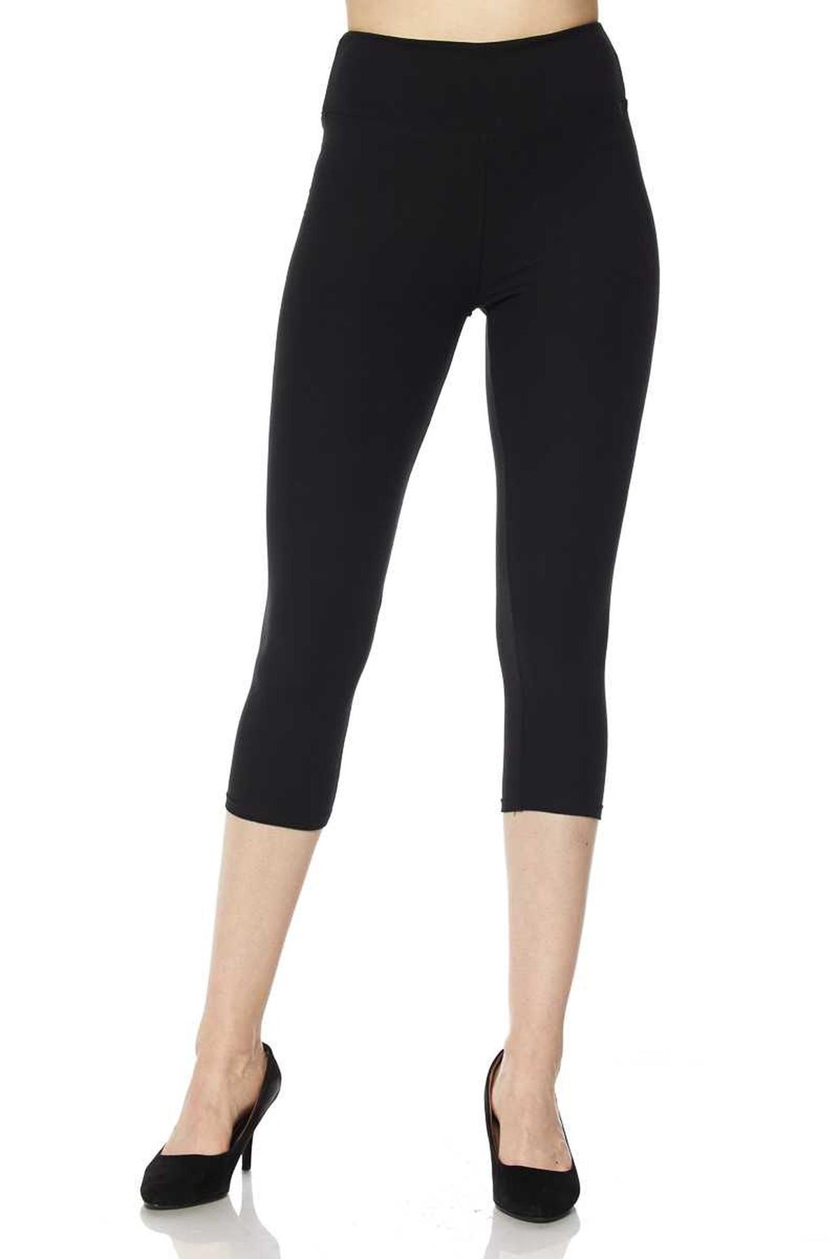 Brushed Basic Solid High Waisted Capris - 3 Inch - New Mix