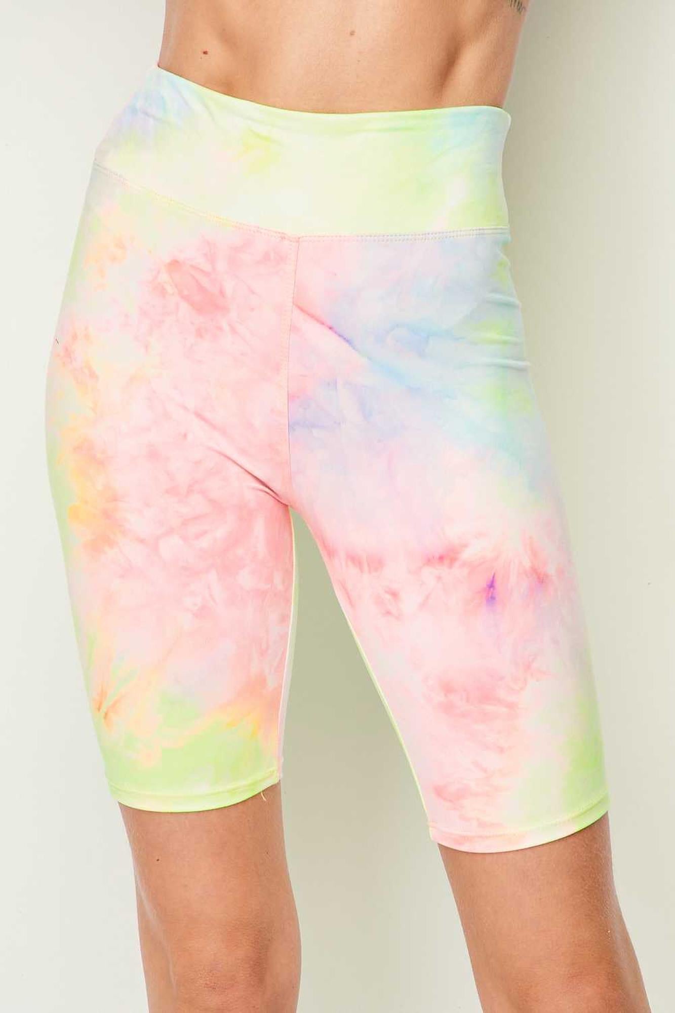Buttery Smooth Pastel Tie Dye High Waisted Biker Shorts - 3 Inch Waist
