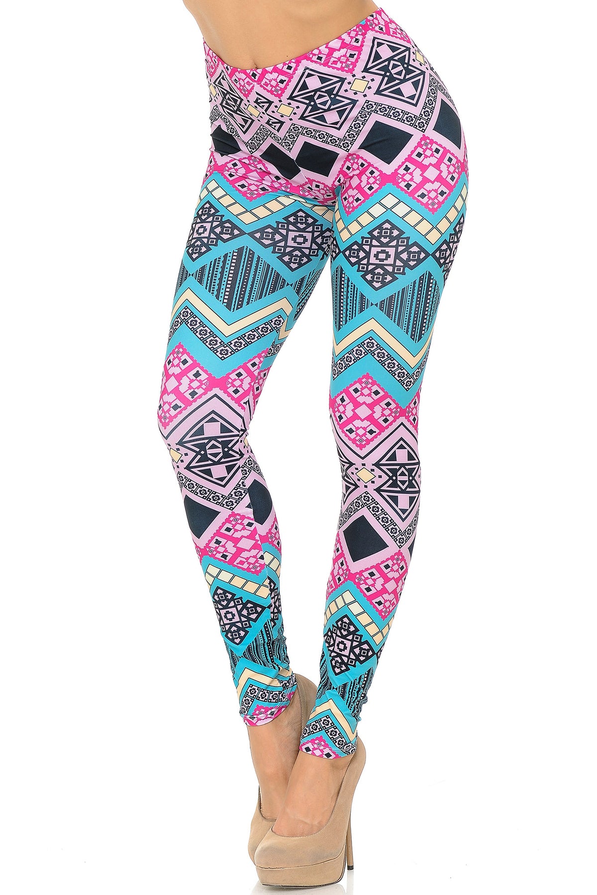 Creamy Soft Tasty Tribal Leggings - USA Fashion (One Size Regular,Fuchsia)