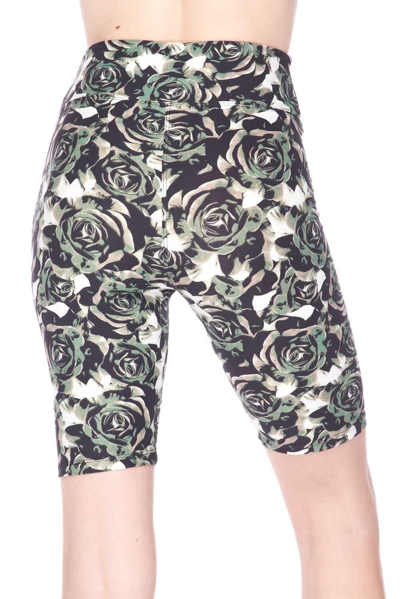 Buttery Soft Olive Rose Shorts - 3 Inch (One Size Regular,Olive)