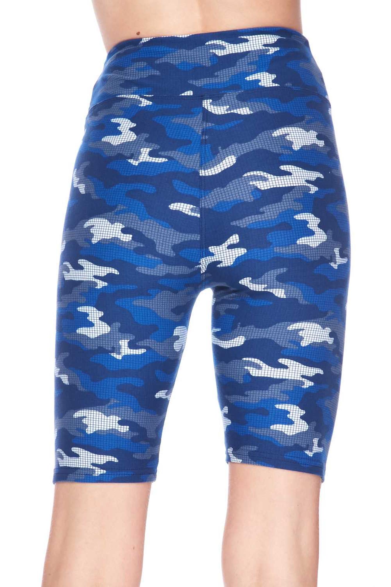 Buttery Soft Blue Grid Camouflage Shorts (One Size Regular,Blue)