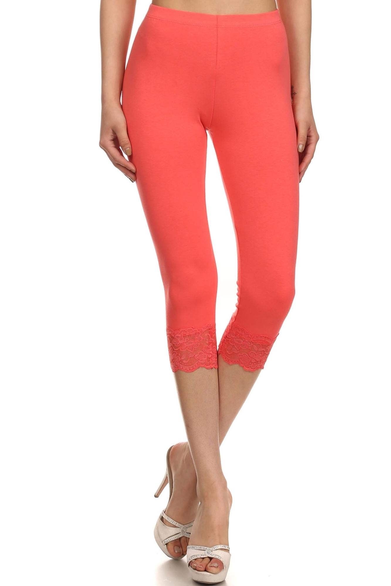 USA Cotton Capri Lace Leggings