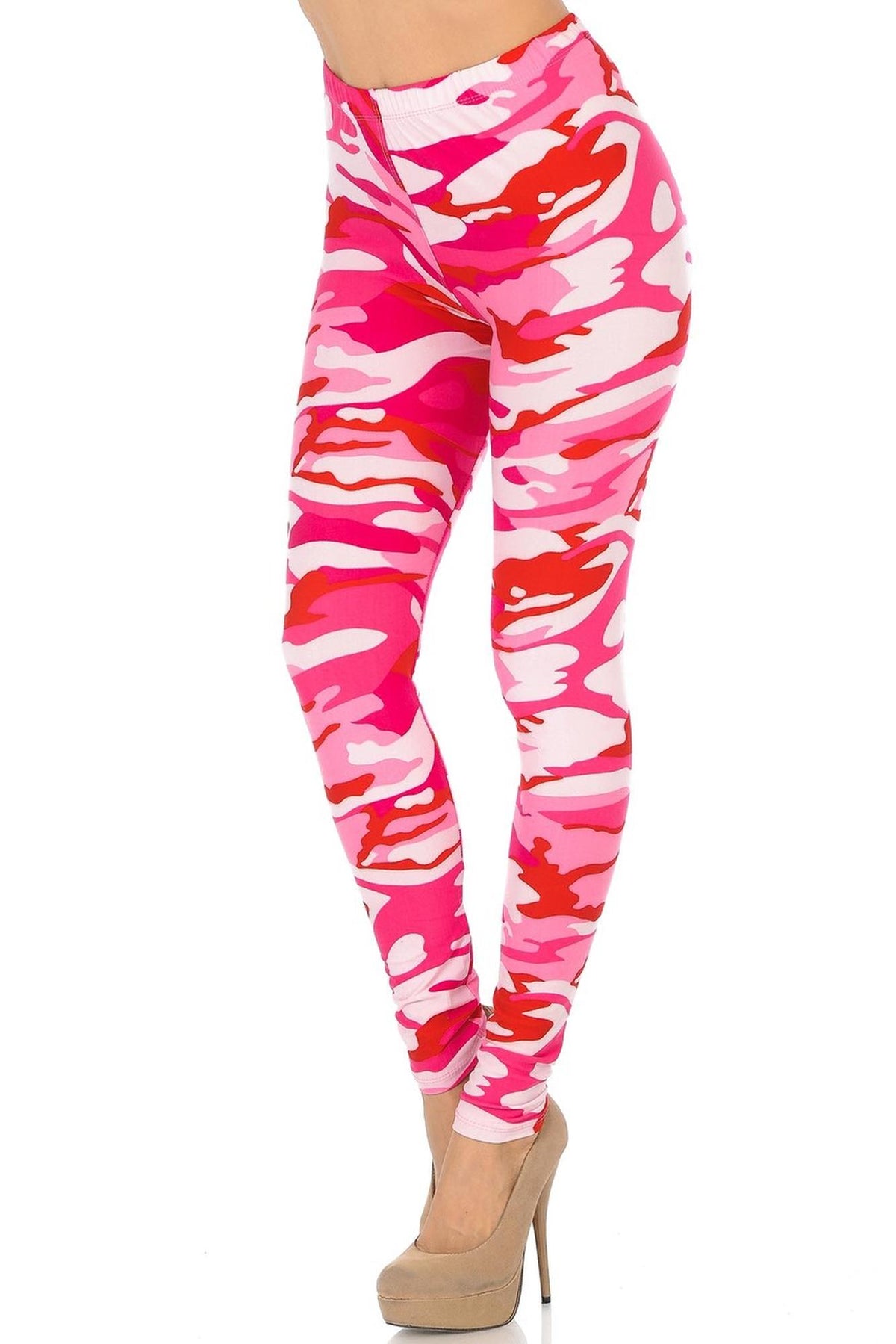 Buttery Soft Pink Camouflage Leggings - EEVEE (One Size Regular,Pink)