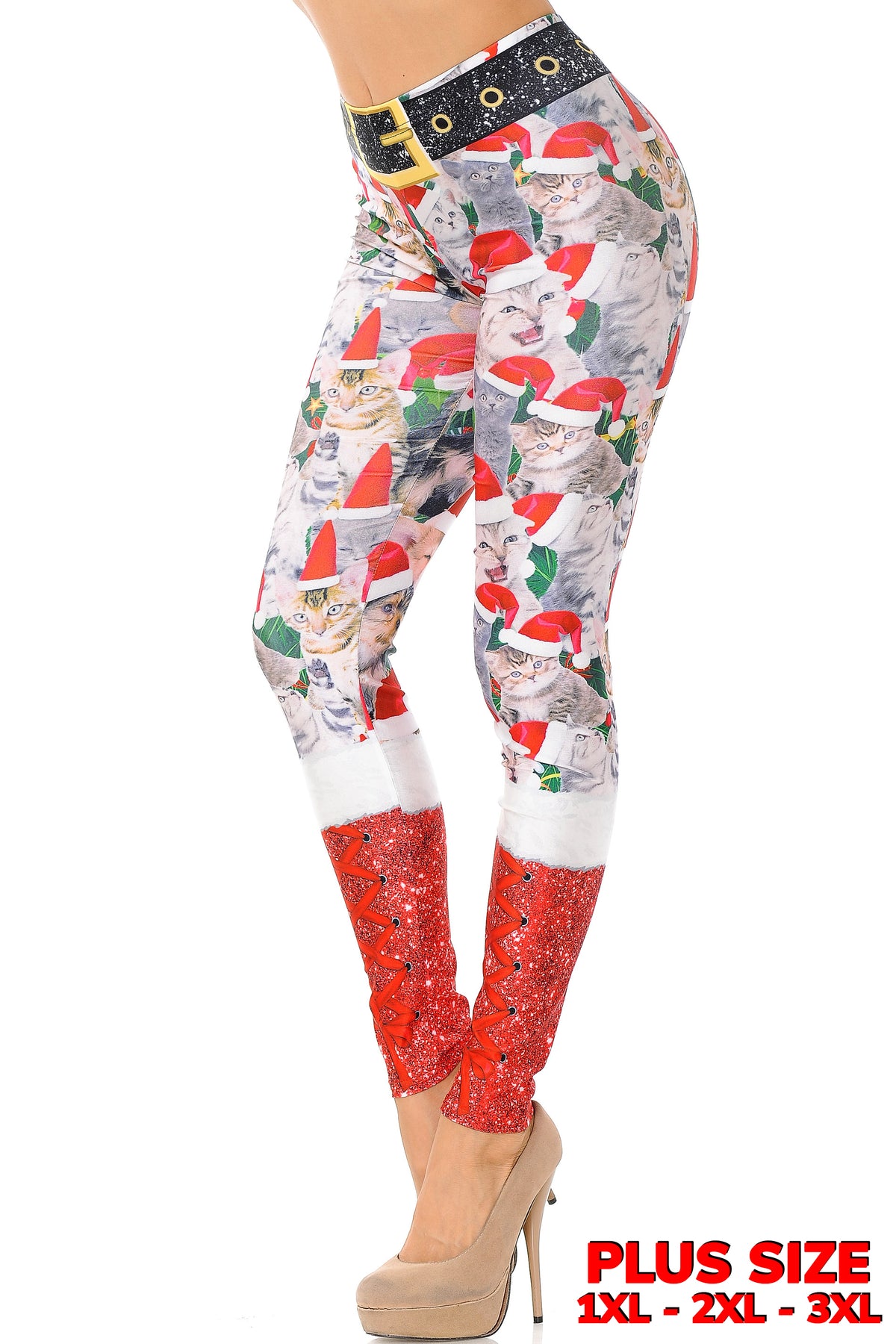 Jolly Christmas Cats and Dogs Leggings - Plus Size