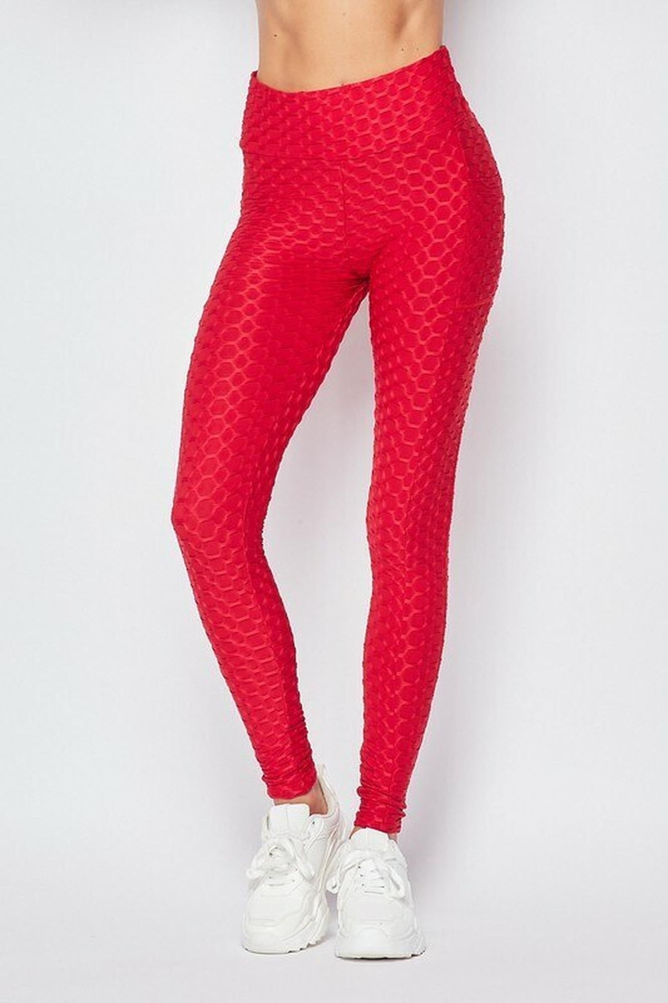 Scrunch Butt Popcorn Textured High Waisted Leggings with Pockets - Zinati (W&J)