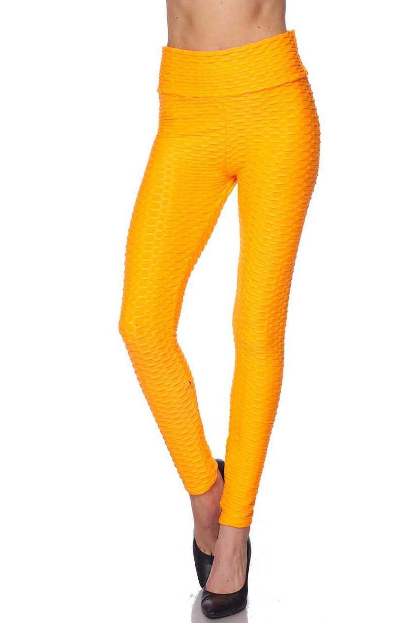 Scrunch Butt Popcorn Textured High Waisted Leggings with Pockets - Zinati (W&J)